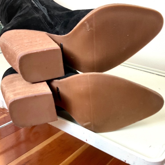 Gianni Bini Barrine Black Suede Side Zip Over the Knee Block Heel Boot size 8.5M - Picture 8 of 16